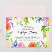 Waterverf Lente Blooms Baby shower Uitnodiging (Voorkant / Achterkant)