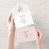 Waterverf Lente Blush en groene bomen in één I All In One Uitnodiging (Afscheurbaar)