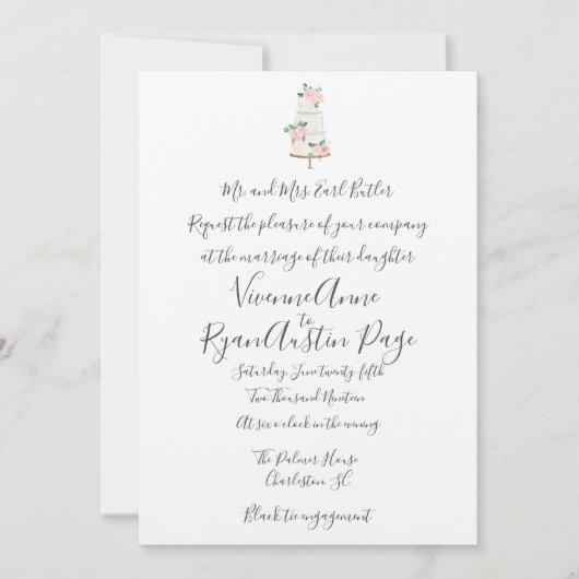 Waterverf Lente Botanical Wedding Invitation Kaart (Voorkant)
