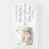 Waterverf Lente Bruids Uitnodiging Theepartij Welk Spandoek (Verticaal)