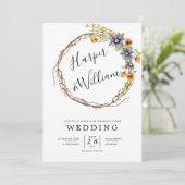 Waterverf lente bruiloft kaart (Staand voorkant)