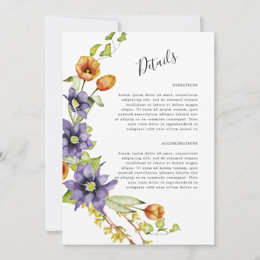 Waterverf lente bruiloft kaart (Achterkant)