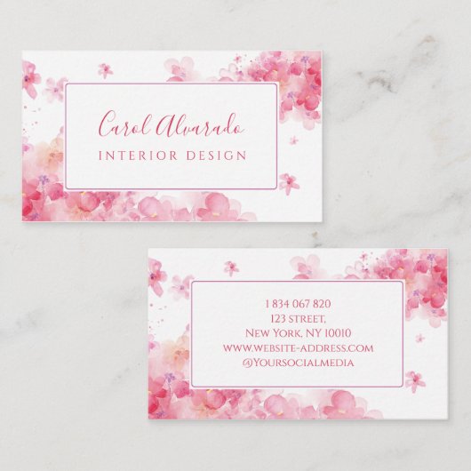 Waterverf Lente Cherry Blossom Visitekaartje (Voorkant / Achterkant)