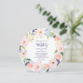 Waterverf Lente Floral Wreath Wedding Invitation Kaart (Staand voorkant)