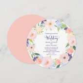 Waterverf Lente Floral Wreath Wedding Invitation Kaart (Voorkant / Achterkant)