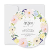 Waterverf Lente Floral Wreath Wedding Invitation