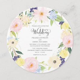 Waterverf Lente Floral Wreath Wedding Invitation Kaart
