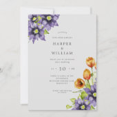 Waterverf lente floreuze kleurige bruiloft kaart (Voorkant)