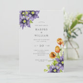 Waterverf lente floreuze kleurige bruiloft kaart (Staand voorkant)