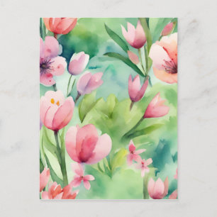 Waterverf Lente Flowers Briefkaart