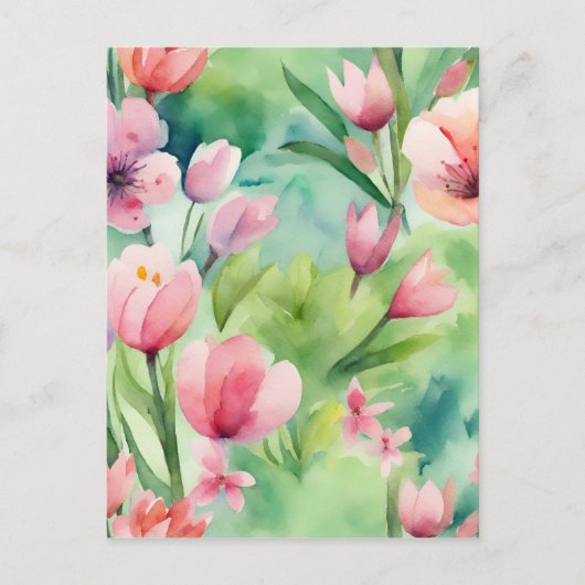 Waterverf Lente Flowers Briefkaart (Voorkant)