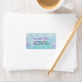Waterverf Lente Flowers | Floral-adres Pastel Etiket