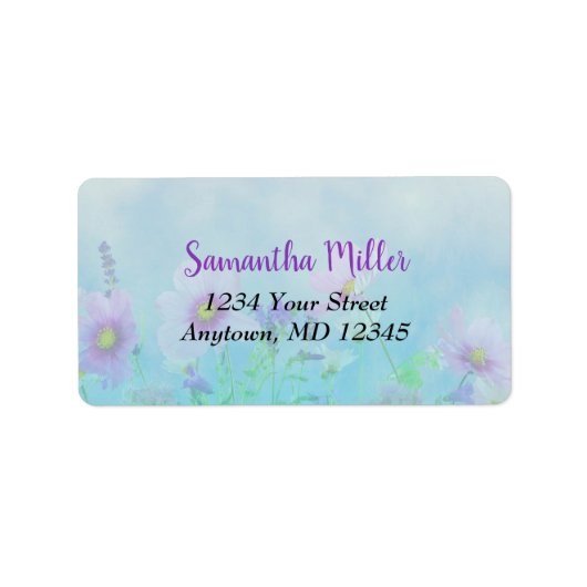 Waterverf Lente Flowers | Floral-adres Pastel Etiket (Voorkant)
