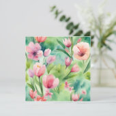 Waterverf Lente Flowers Kaart (Staand voorkant)