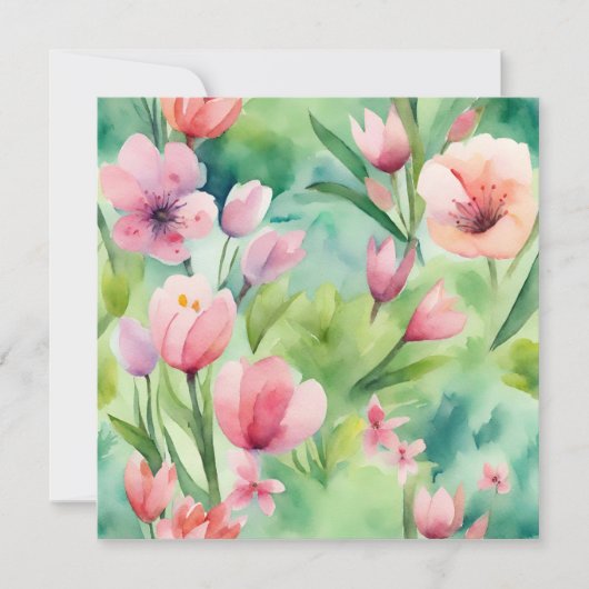 Waterverf Lente Flowers Kaart (Voorkant)