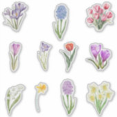 Waterverf Lente Flowers Sticker (Voorkant)