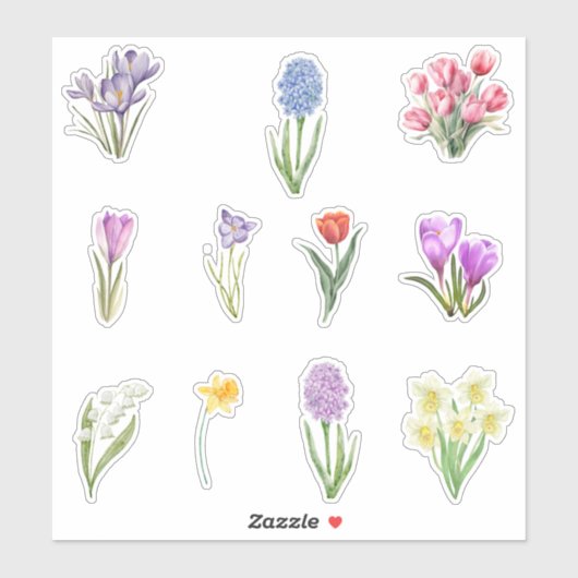 Waterverf Lente Flowers Sticker (Vel)