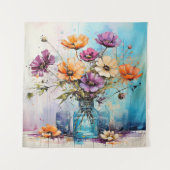 Waterverf Lente Flowers Wandkleed (Voorkant)