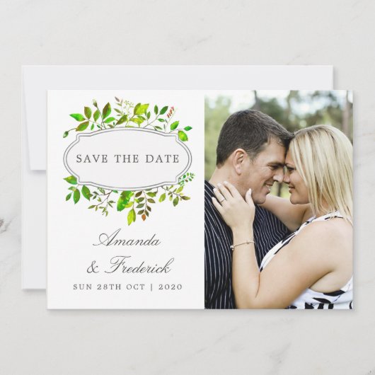 Waterverf Lente Foliage Bruiloft Save the Date (Voorkant)
