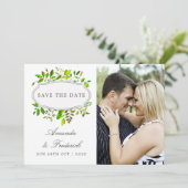 Waterverf Lente Foliage Bruiloft Save the Date (Staand voorkant)
