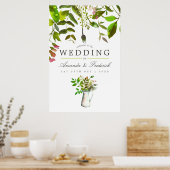 Waterverf Lente Foliage Bruiloft Welkom Poster (Keuken)