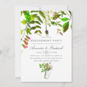 Waterverf Lente Foliage Engagement Party Uitnodige Kaart (Voorkant)