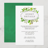 Waterverf lente gebladerte bruiloft gast details kaart (Voorkant / Achterkant)