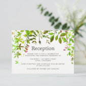 Waterverf lente gebladerte bruiloft receptie kaart (Staand voorkant)
