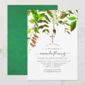 Waterverf Lente gebladerte doop of doop Kaart (Voorkant / Achterkant)