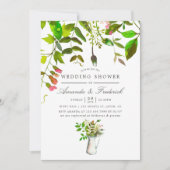 Waterverf lente gebladerte trouwdouche uitnodigen kaart (Voorkant)