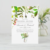 Waterverf lente gebladerte trouwdouche uitnodigen kaart (Staand voorkant)