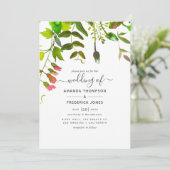 Waterverf lente groen bruiloft kaart (Staand voorkant)