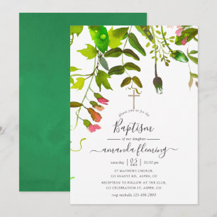 Waterverf lente groen doopsel kaart