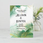 Waterverf Lente Groene Huwelijksuitnodigingen Kaart (Staand voorkant)