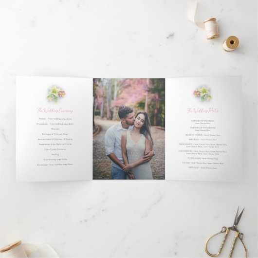 Waterverf lente hellebore bloemetjes trouwfoto's drieluik programma (Binnen)