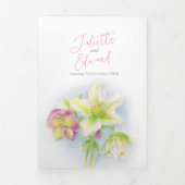 Waterverf lente hellebore bloemetjes trouwfoto's drieluik programma (Cover)