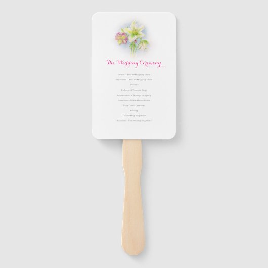 Waterverf lente hellebores bruiloft programma fans handwaaier (Achterkant)