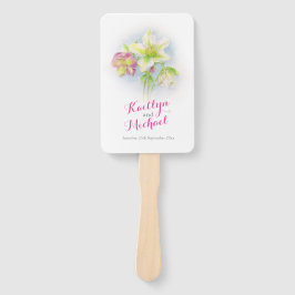 Waterverf lente hellebores bruiloft programma fans handwaaier