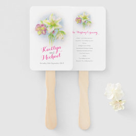 Waterverf lente hellebores bruiloft programma fans handwaaier