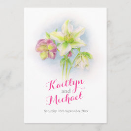 Waterverf lente hellebores bruiloft programmakaart