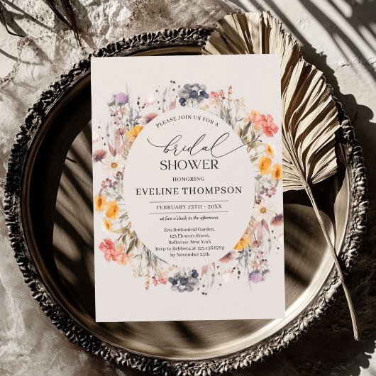 Waterverf lente kleurrijke wilde bloemen krans kaart