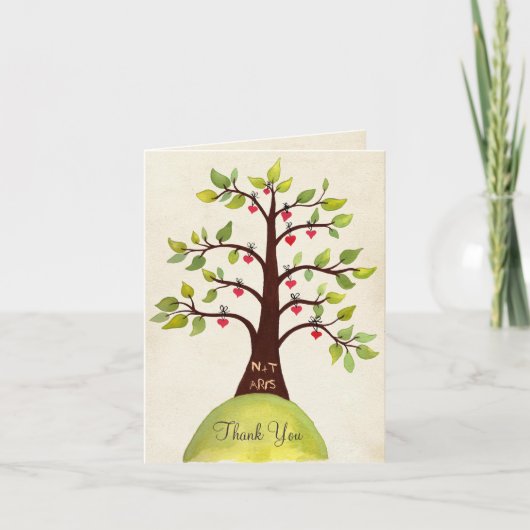 Waterverf Lente Monogram Boom Bedankt Card (Voorkant)