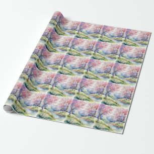 Waterverf Lente Natuur Scène Cadeaupapier