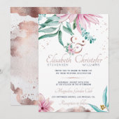 Waterverf Lente Roze Bloemen Roos Goud Ampersand Kaart (Voorkant / Achterkant)