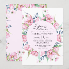 Waterverf Lente Roze Bloemen Vrijgezellenfeest Kaart