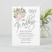 Waterverf Lente Roze Boeket Rustieke Boho Bruiloft Kaart (Staand voorkant)