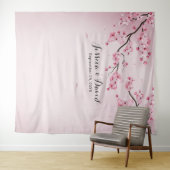 Waterverf lente trouw achtergronden met kersenbloe wandkleed (In Situ (horizontaal))