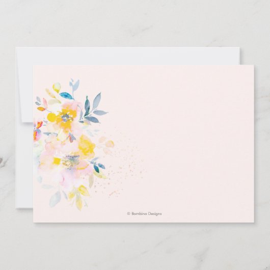 Waterverf Lente Tuin Rozen Zegen Uitnodiging (Achterkant)