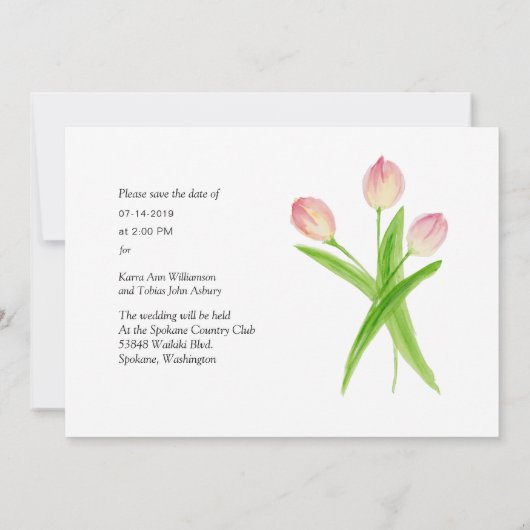 Waterverf Lente Tulip Save the Date Photo Card (Achterkant)