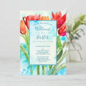 Waterverf Lente Tulpen Pasen Uitnodiging (Staand voorkant)